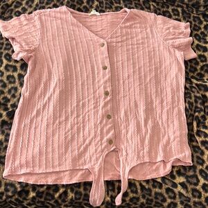 Weatherproof Pink Ribbed Button Down Shirt
